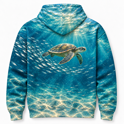 Silver Escort Sea Turtle Hoodie — Fish School Print