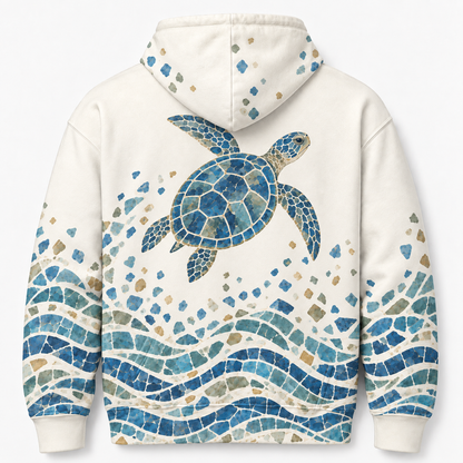 Tidal Mosaic Sea Turtle Hoodie – Sea Glass Mosaic Print