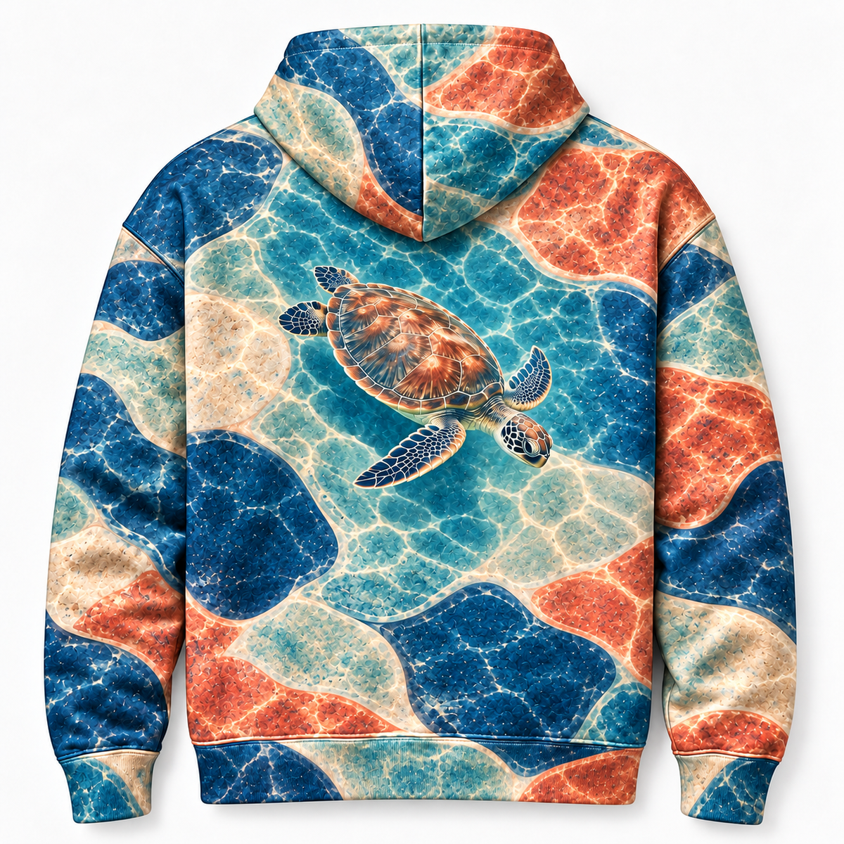 Tide Tiles Sea Turtle Hoodie — Oversized Rounded Tile Print