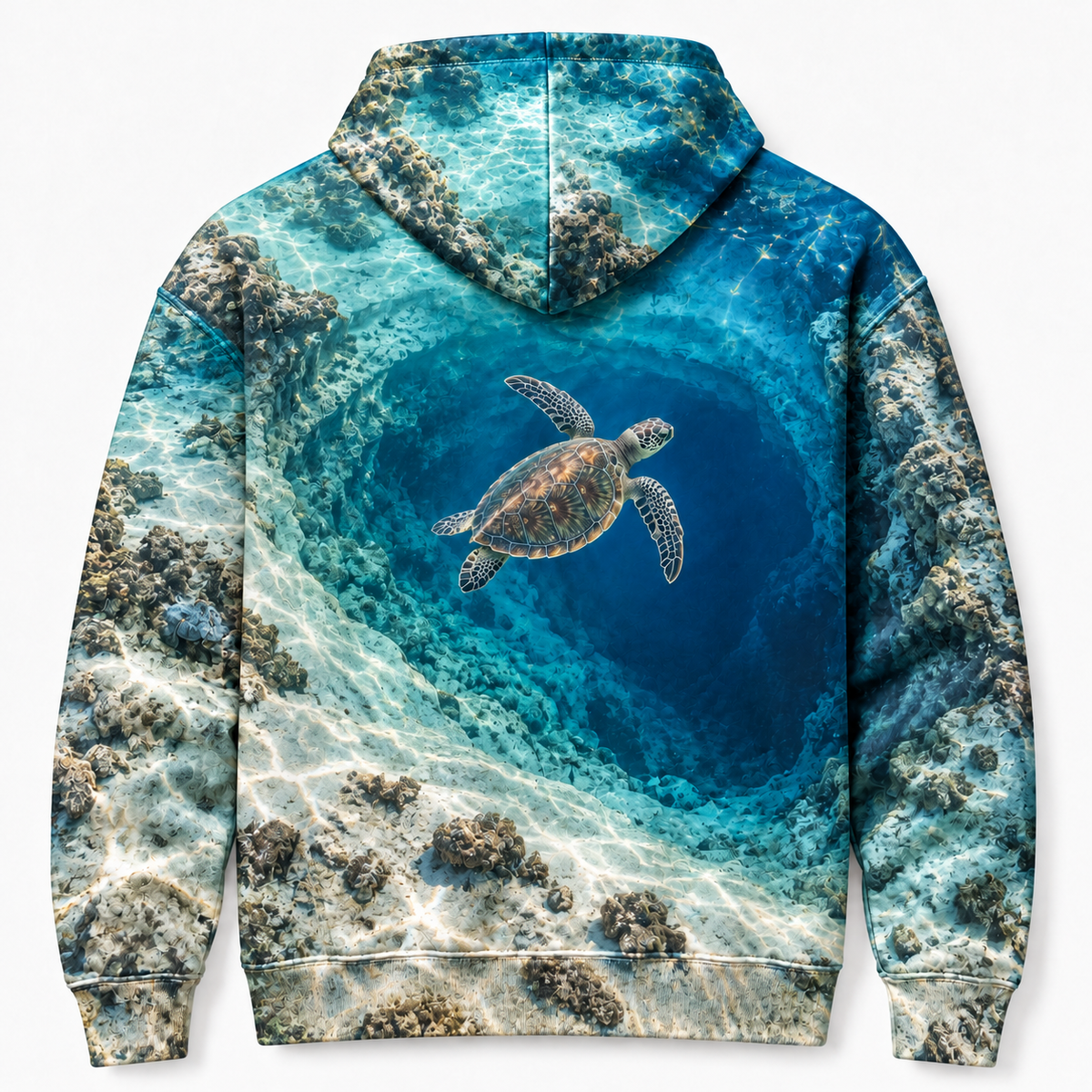 Bluehole Descent Sea Turtle Hoodie — Deep Water Basin Print