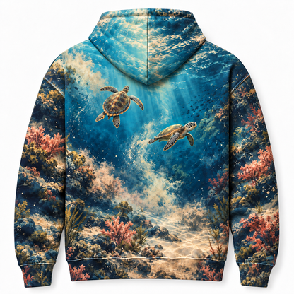 Different Depths Sea Turtle Hoodie — Perspective Pair Print