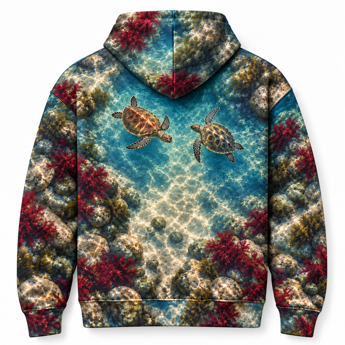 Meeting Point Sea Turtle Hoodie — Converging Swimmers Print