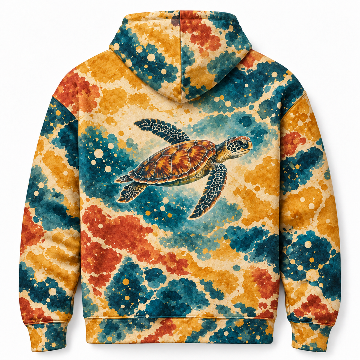 Waxwater Study Sea Turtle Hoodie — Wax Resist Ocean Print