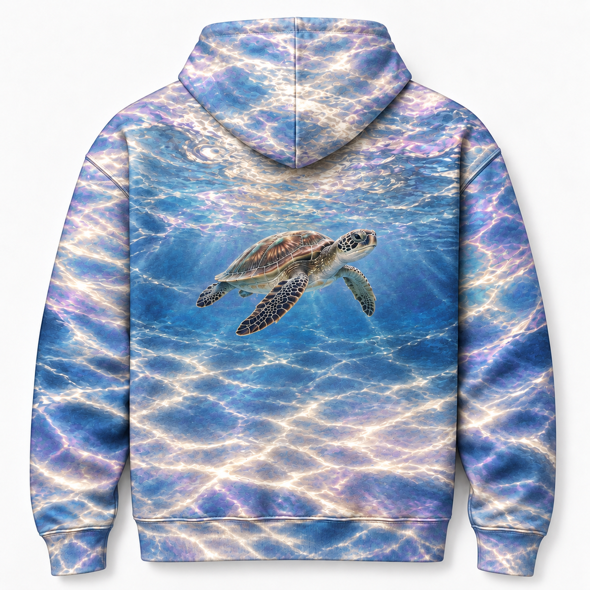 Pearl Interference Sea Turtle Hoodie — Pearlescent Wavelet Print