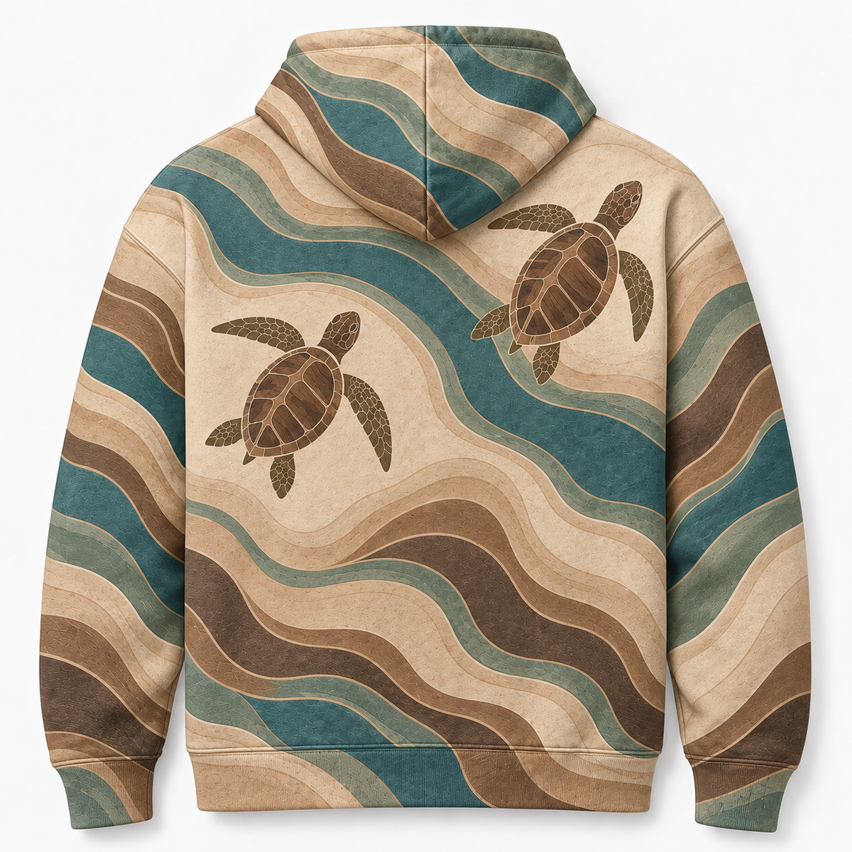 Contour Lagoon Sea Turtle Hoodie – Earth Tone Current Print