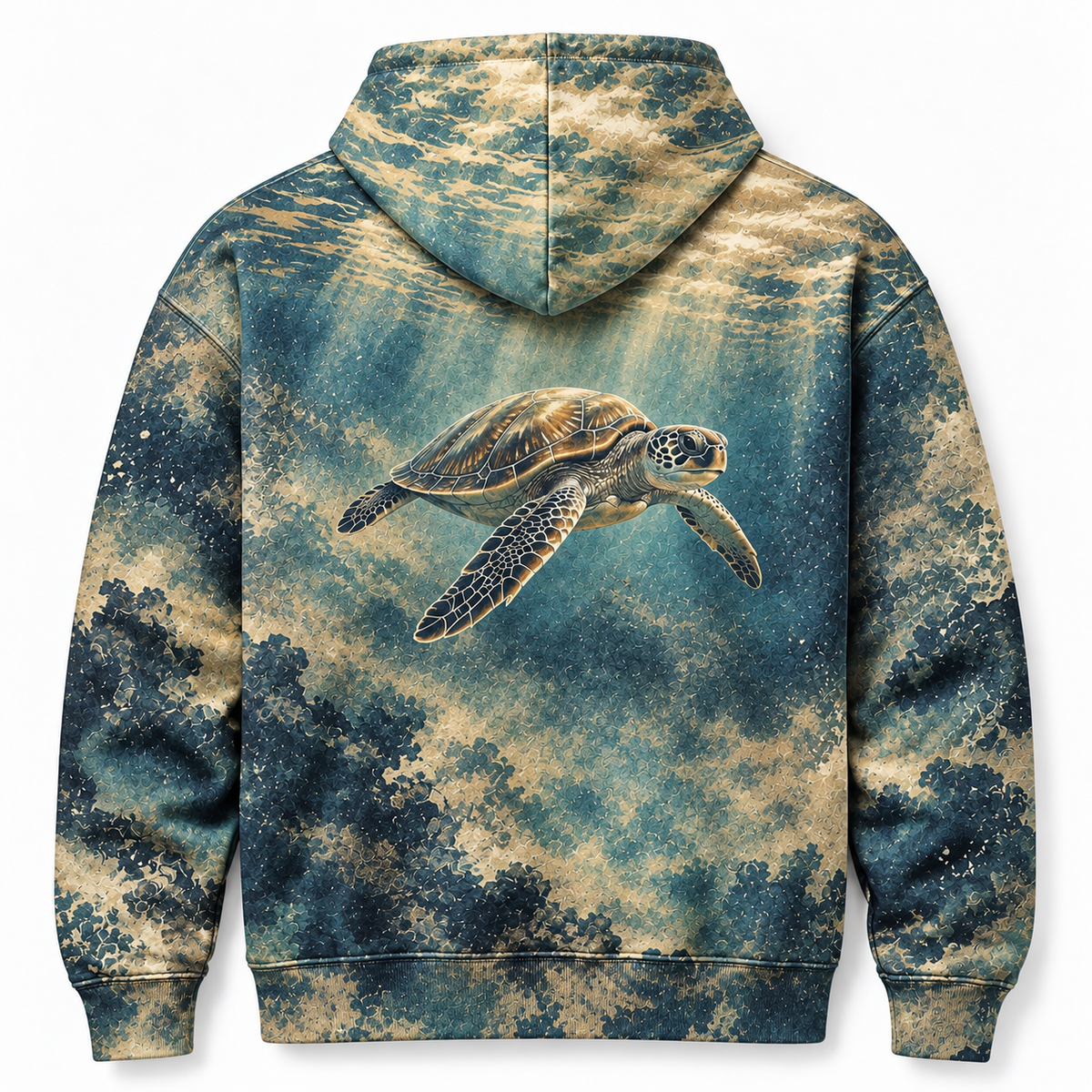 Soft Etch Sea Turtle Hoodie — Aquatint Ocean Print