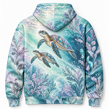 Opal Lagoon Sea Turtle Hoodie — Mint Lagoon Print