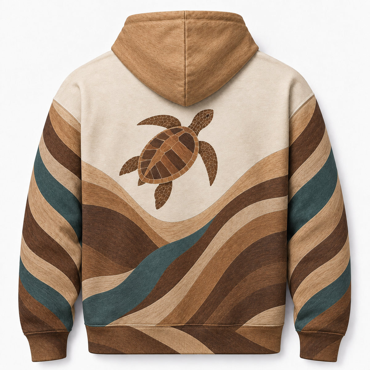 Amber Estuary Sea Turtle Hoodie – Earth Tone Inlay Print