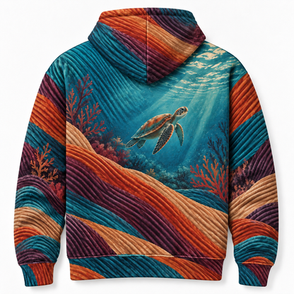 Corduroy Crossing Sea Turtle Hoodie — Ribbed Texture Print