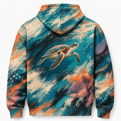 Drybrush Coast Sea Turtle Hoodie — Dry Brush Print