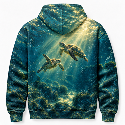 Passing Light Sea Turtle Hoodie — Companion Lightbeam Print