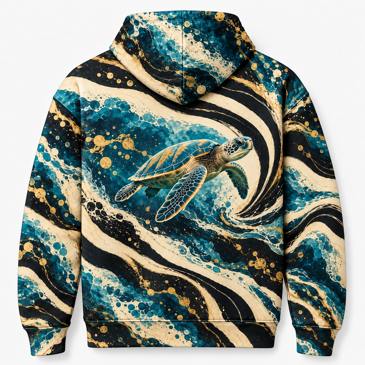 Op Current Sea Turtle Hoodie — Optical Stripe Print