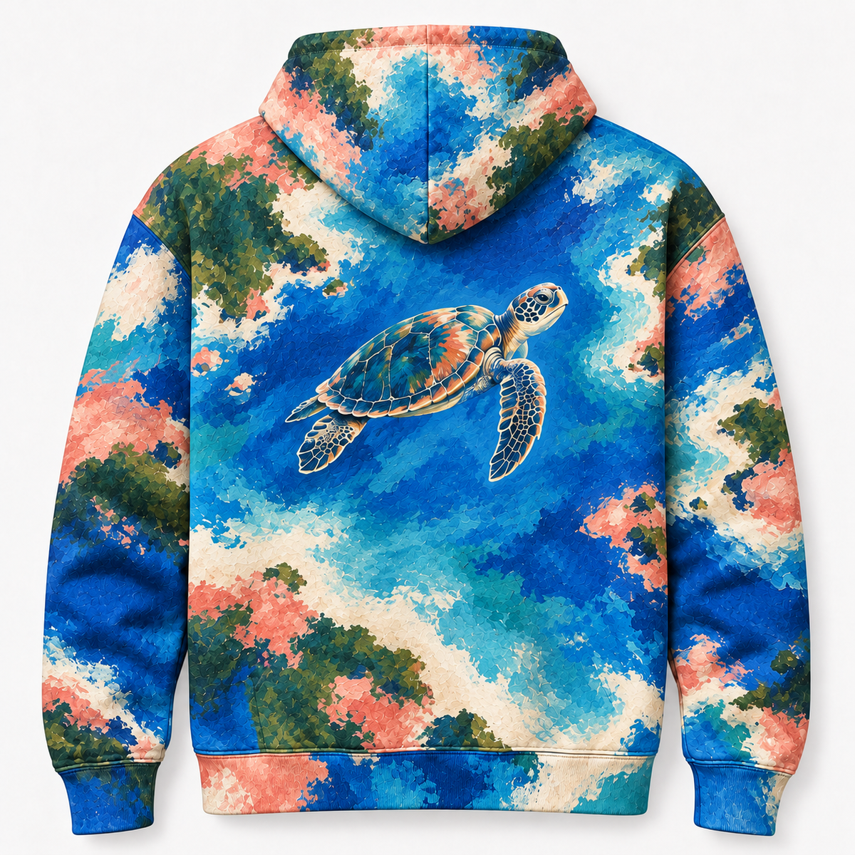 Gouache Islands Sea Turtle Hoodie — Opaque Brush Print