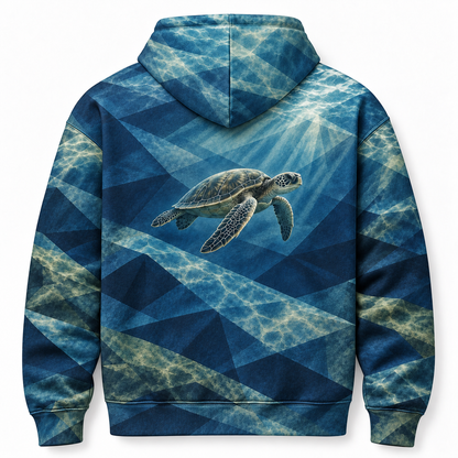 Topo Shadowplay Sea Turtle Hoodie — Folded Water Plane Print