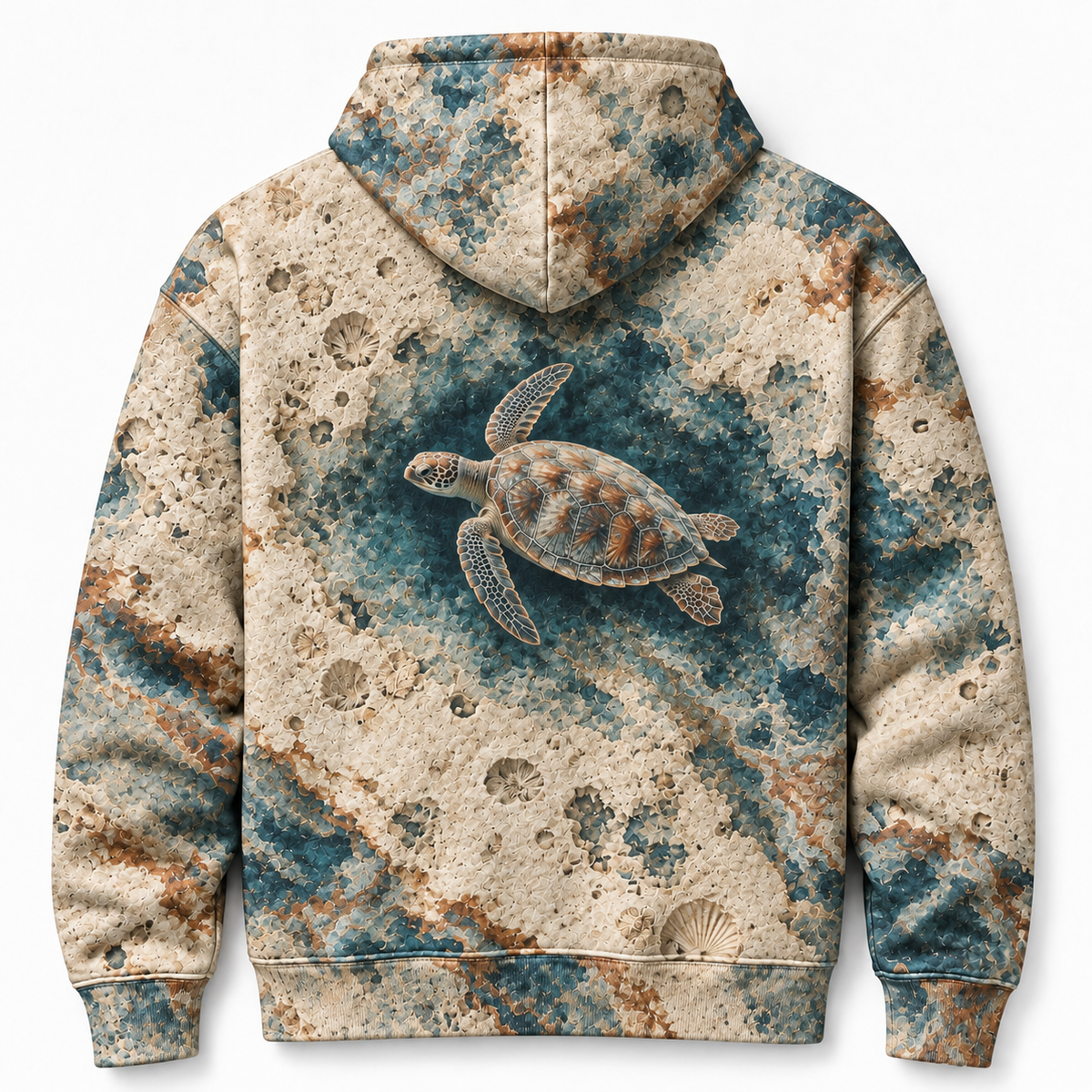 Limestone Drift Sea Turtle Hoodie — Chalk Coast Relief Print