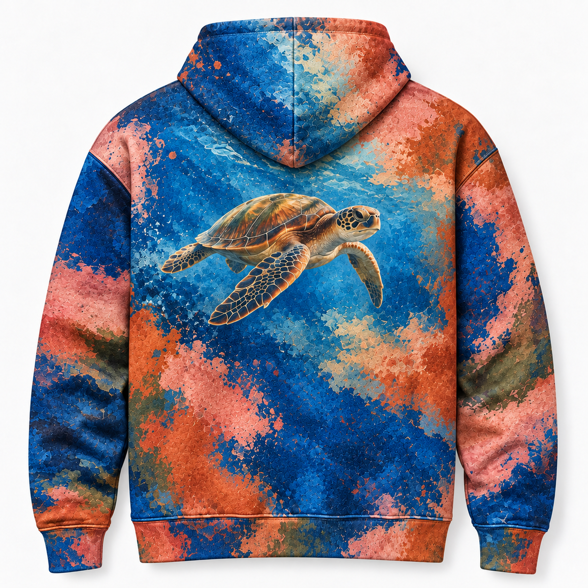 Colorfield Drift Sea Turtle Hoodie — Bold Color Field Print