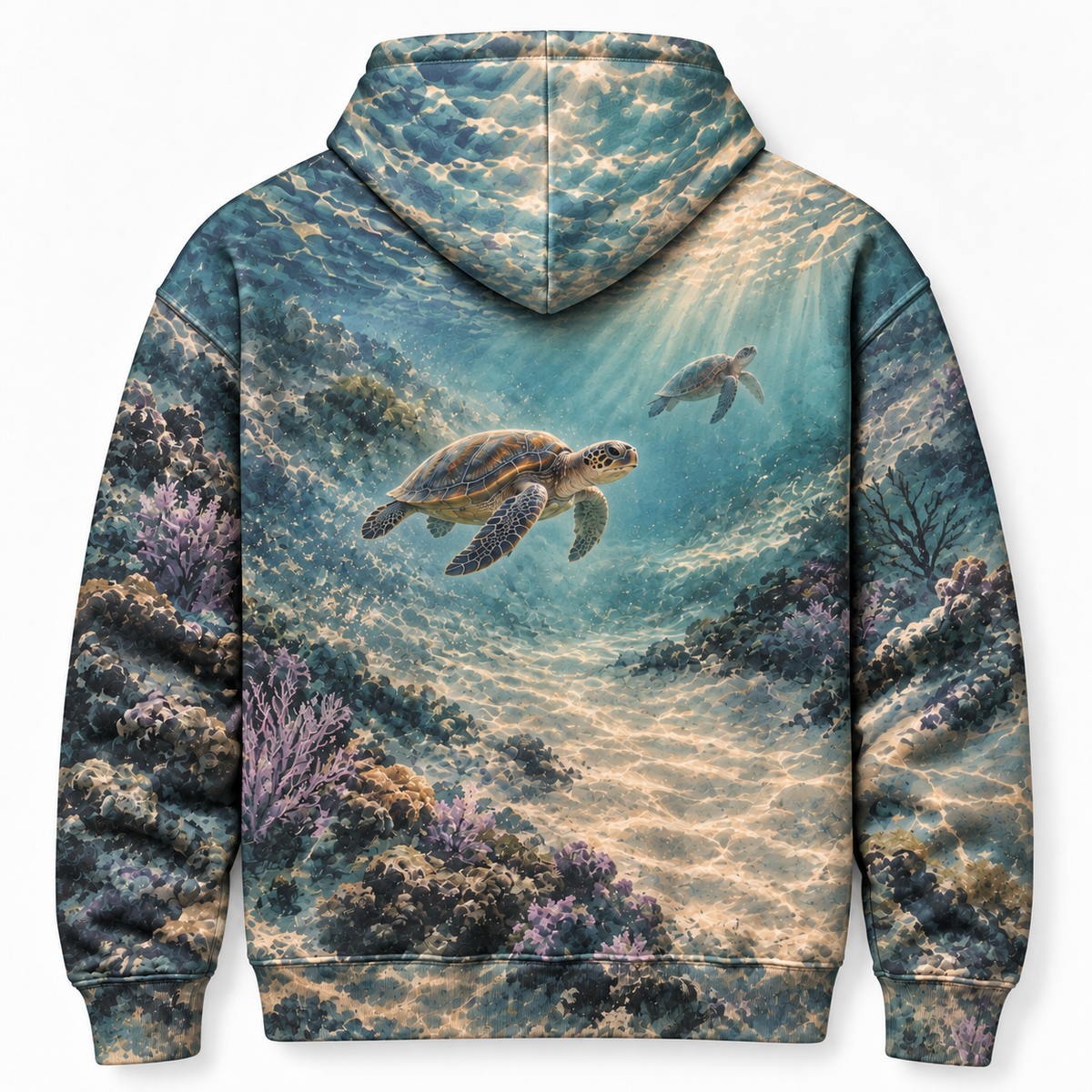 Quiet Accord Sea Turtle Hoodie — Two Depths Print