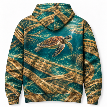 Basketwater Sea Turtle Hoodie — Basket Weave Print