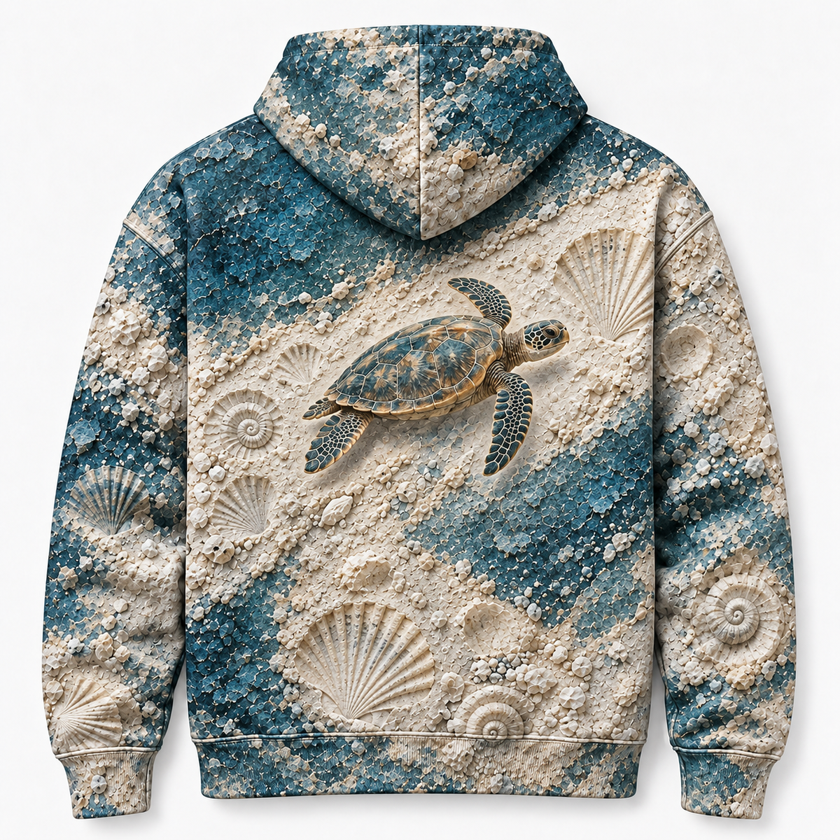 Salt Impressions Sea Turtle Hoodie — Pressed Shell Relief Print