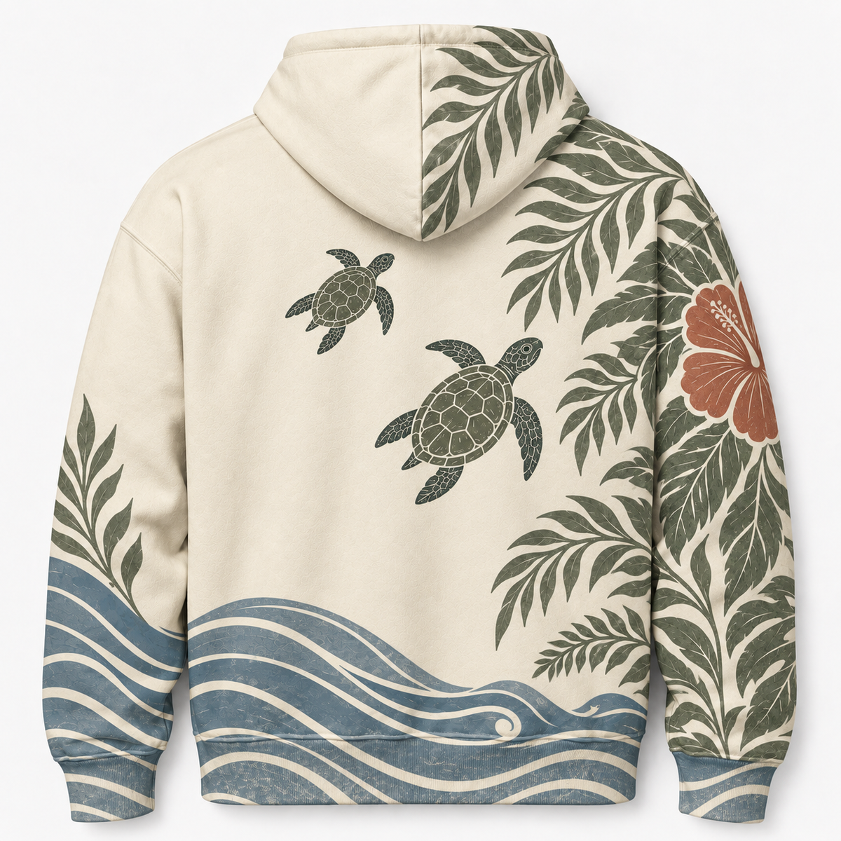 Fern Cove Sea Turtle Hoodie – Vintage Botanical Print