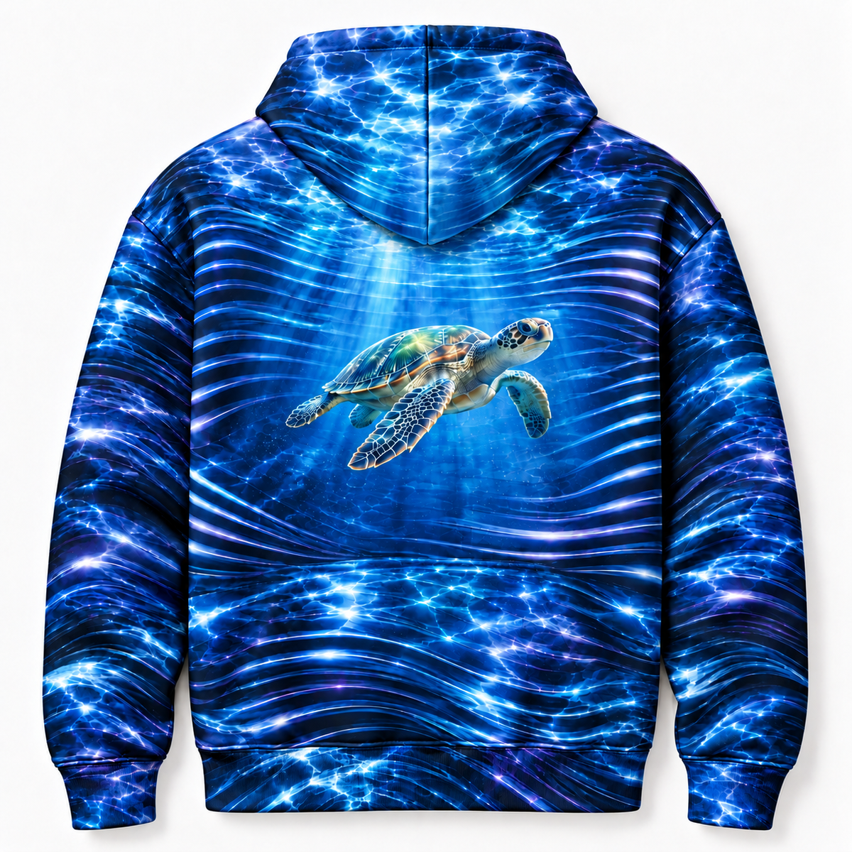 Lenticular Sea — Sea Turtle Hoodie — Layered Refraction Print