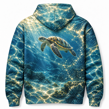 Water Halo Break Sea Turtle Hoodie — Broken Light Arc Print