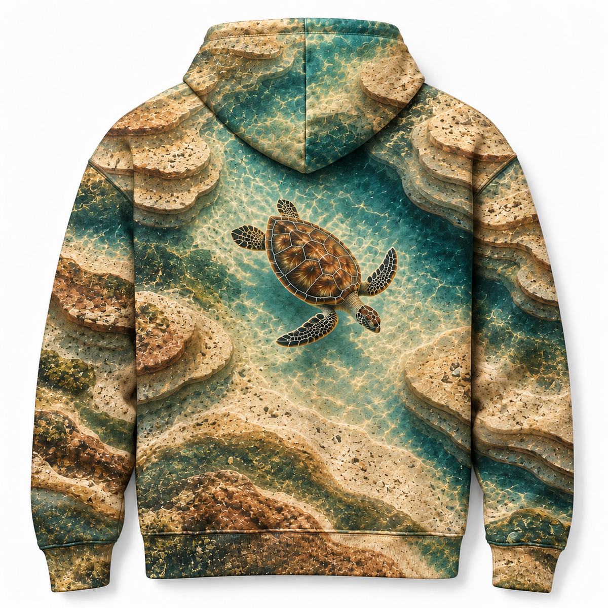 Tidal Terraces Sea Turtle Hoodie — Sediment Relief Print