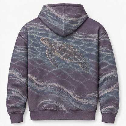 Twilight Moon Sea Turtle Hoodie — Purple Night Wave Print