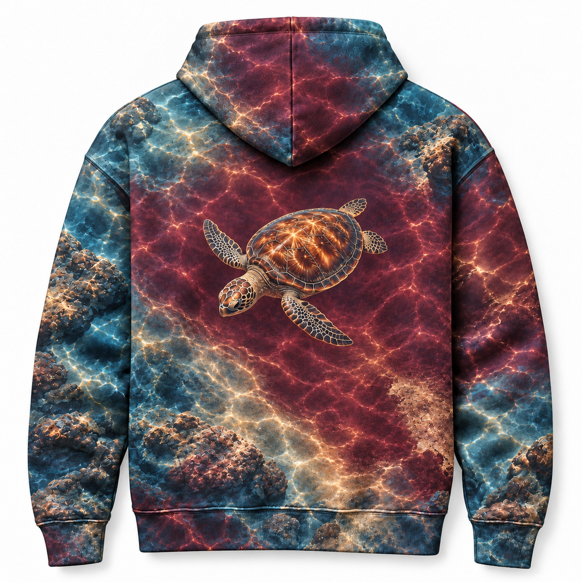Mulled Coast Sea Turtle Hoodie — Rich Coastal Color Print
