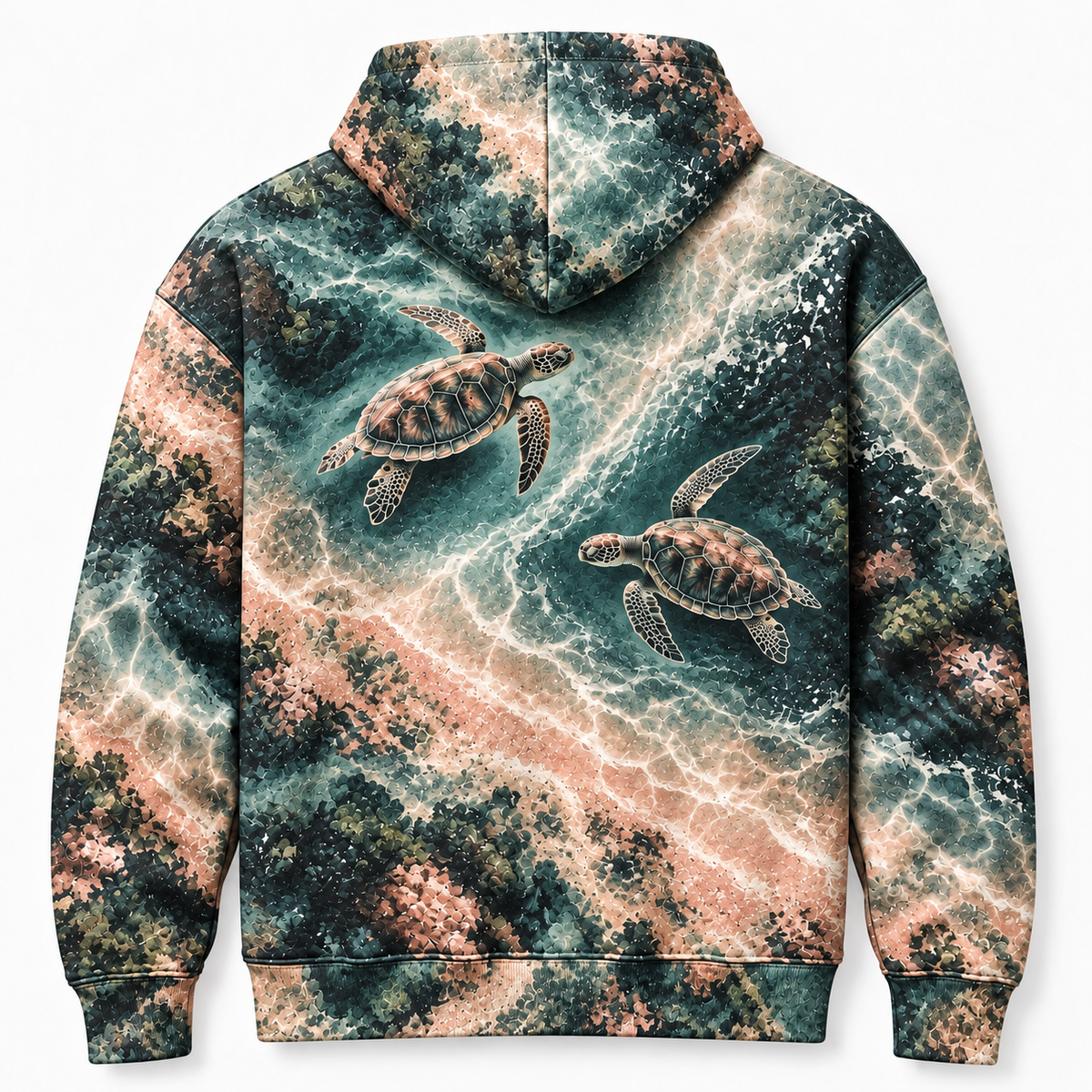 Crossing Paths Sea Turtle Hoodie — Countercurrent Pair Print
