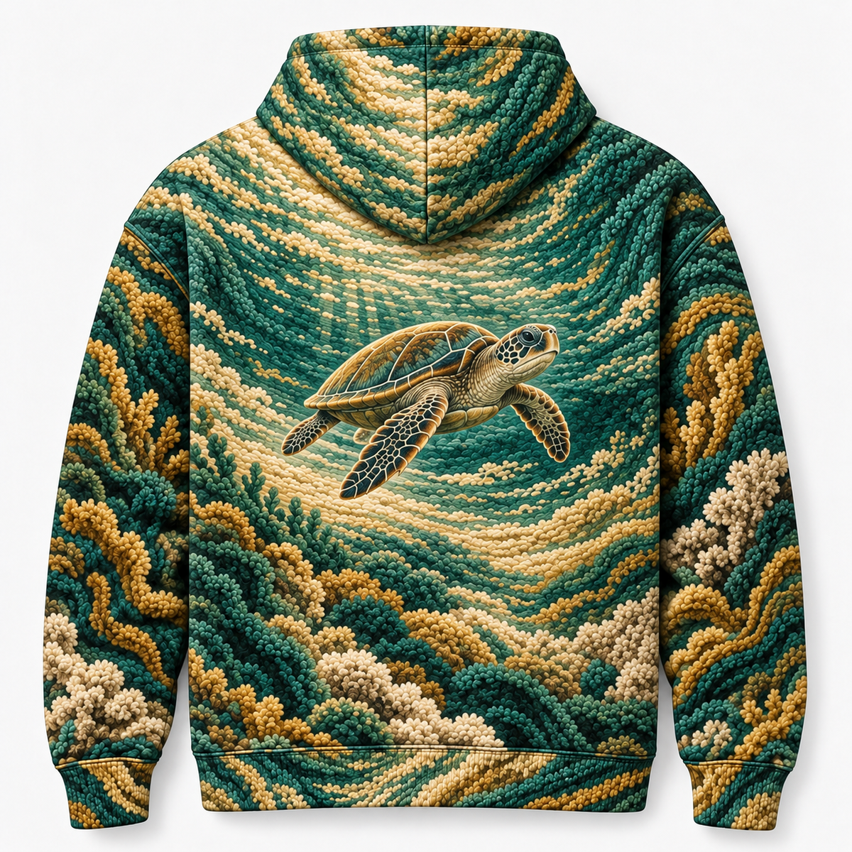 Chenille Drift Sea Turtle Hoodie — Chenille Illusion Print