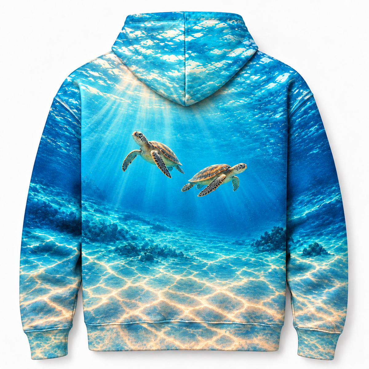 Wide Open Together Sea Turtle Hoodie — Side by Side Ocean Print
