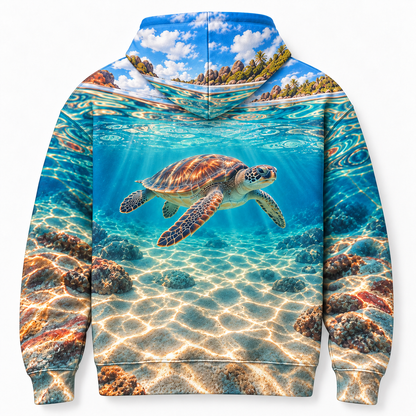 Surface Lens Sea Turtle Hoodie — Split Level Water Print