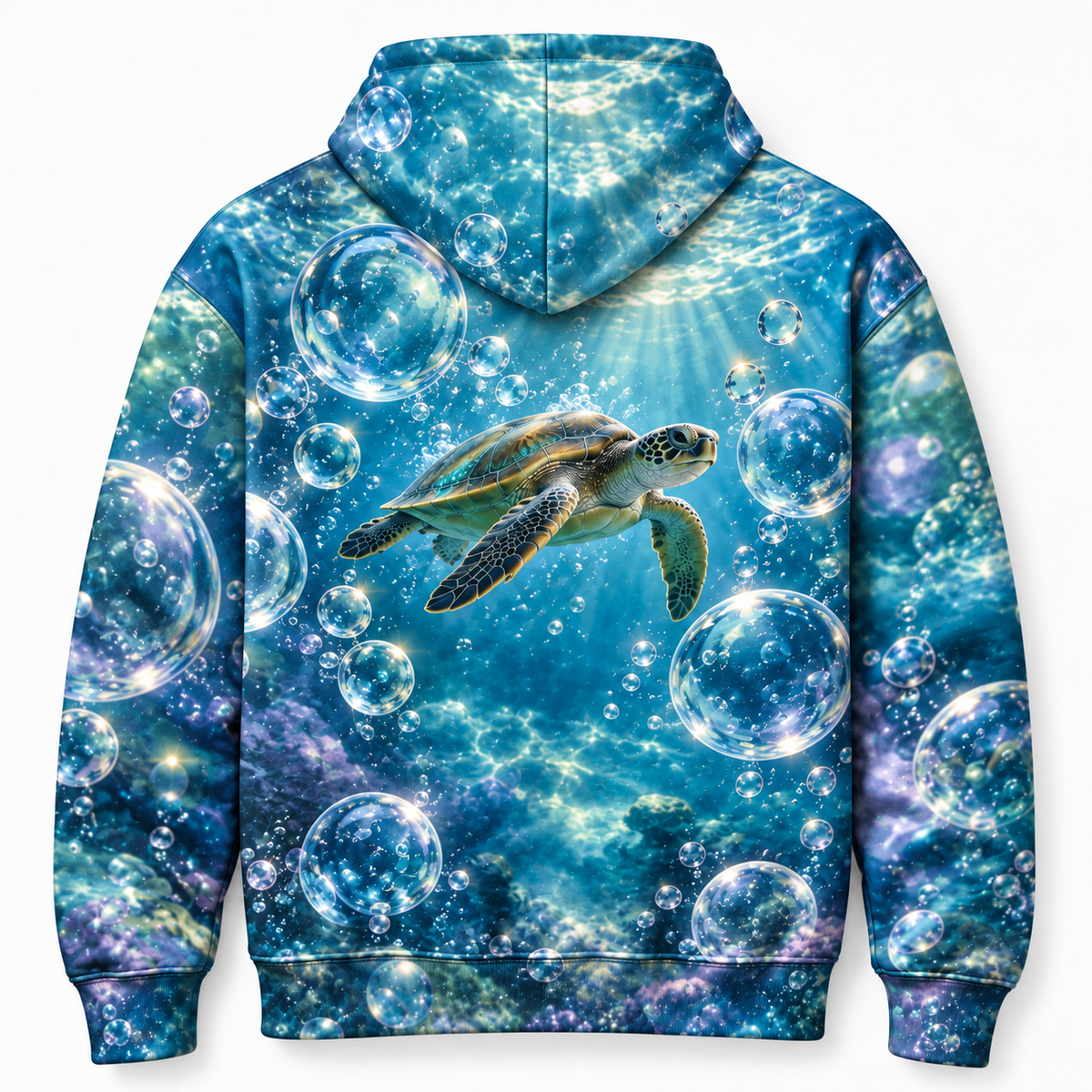 Bubble Atrium Sea Turtle Hoodie — Underwater Bubble Print