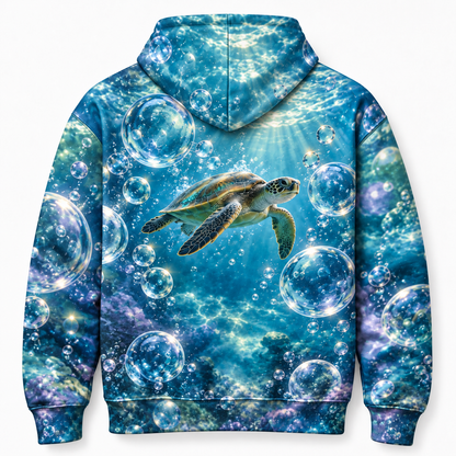 Bubble Atrium Sea Turtle Hoodie — Underwater Bubble Print
