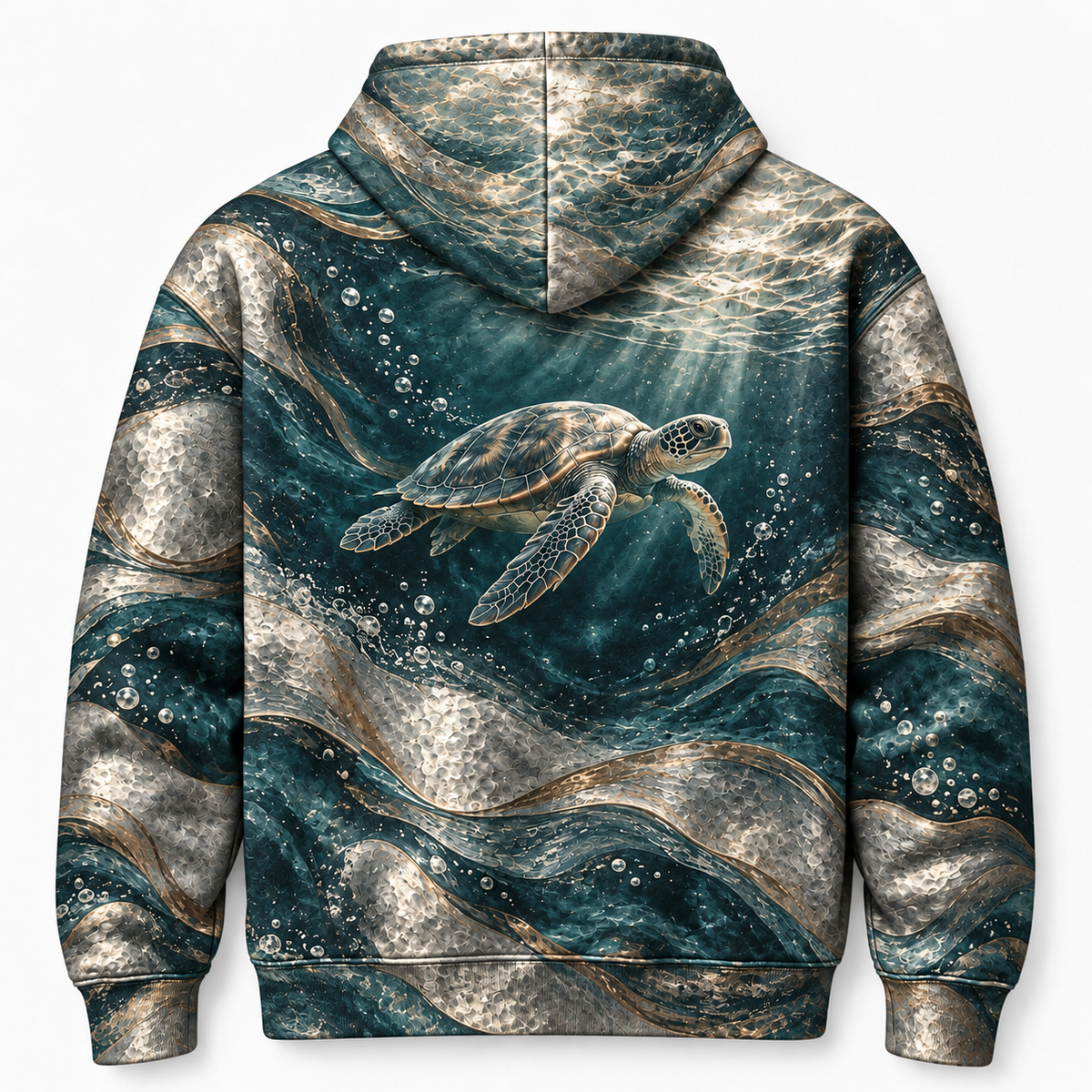 Pewter Tides Sea Turtle Hoodie — Brushed Relief Print