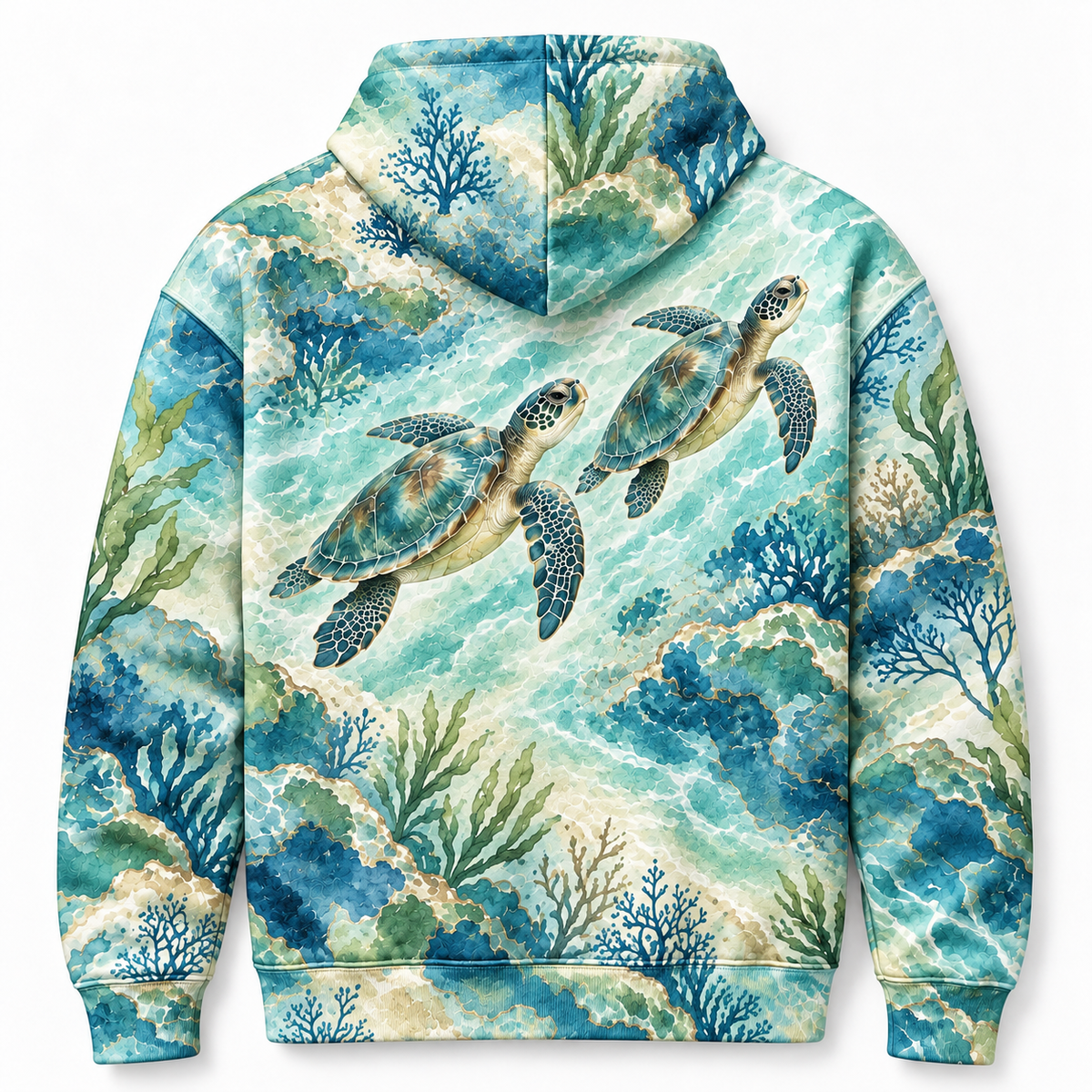 Seaglass Archipelago Sea Turtle Hoodie — Sea Glass Watercolor Print