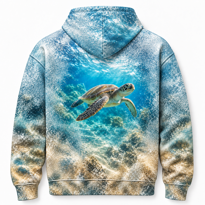 Frosted View Sea Turtle Hoodie — Glass Texture Print