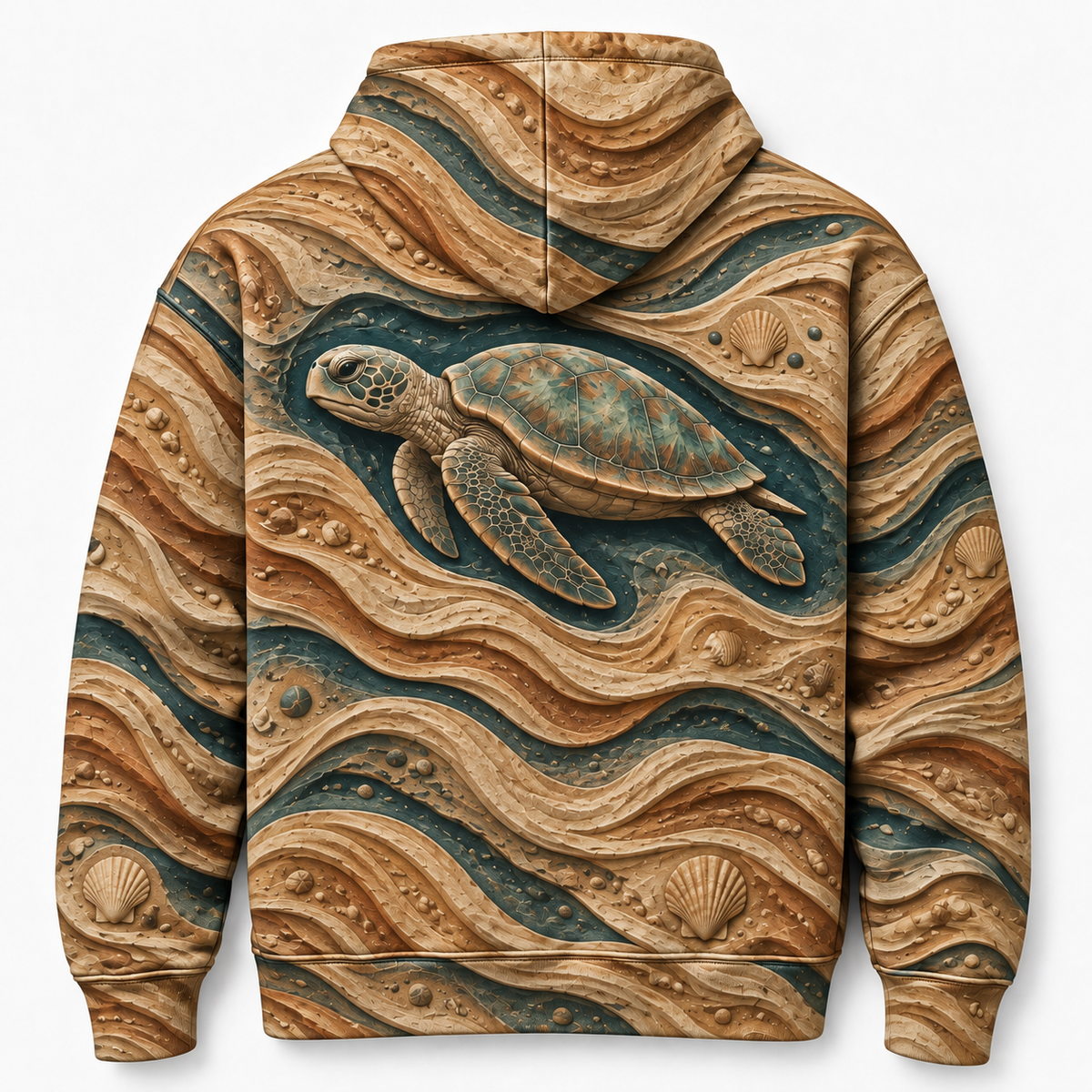 Dune Relief Sea Turtle Hoodie — Sculpted Sand Print