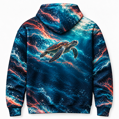 Chromatic Slipstream Sea Turtle Hoodie — Color Echo Print