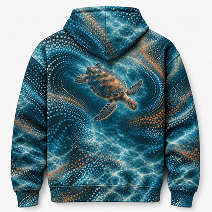 Tide Frequency Sea Turtle Hoodie — Interference Dot Print