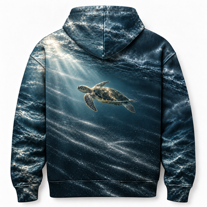 Rainfront Escape Sea Turtle Hoodie — Stormlight Ocean Print