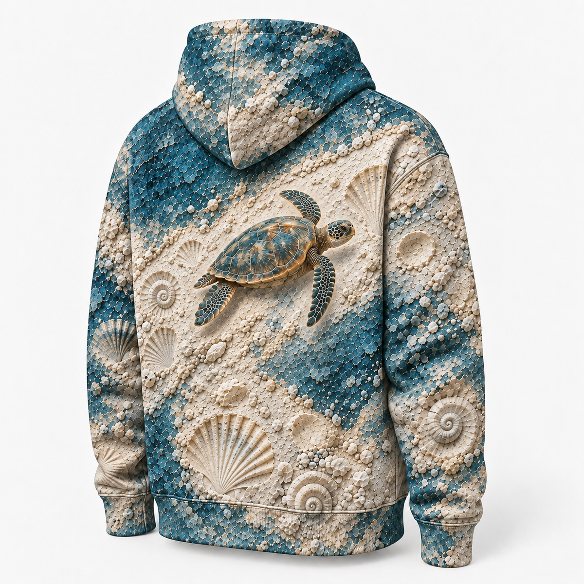 Salt Impressions Sea Turtle Hoodie — Pressed Shell Relief Print