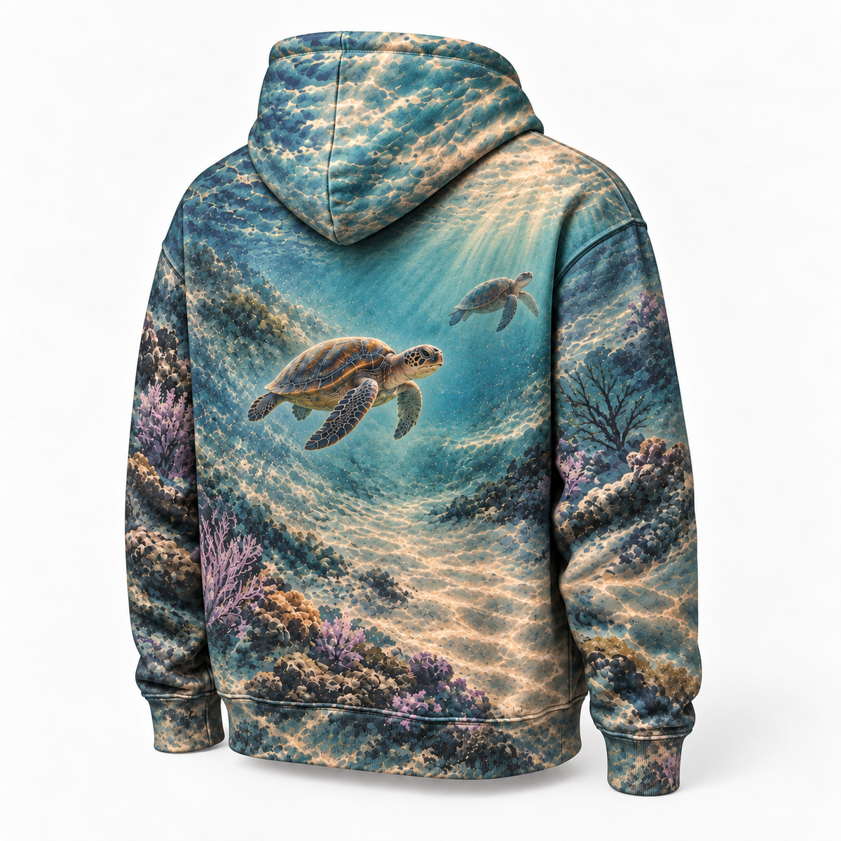 Quiet Accord Sea Turtle Hoodie — Two Depths Print