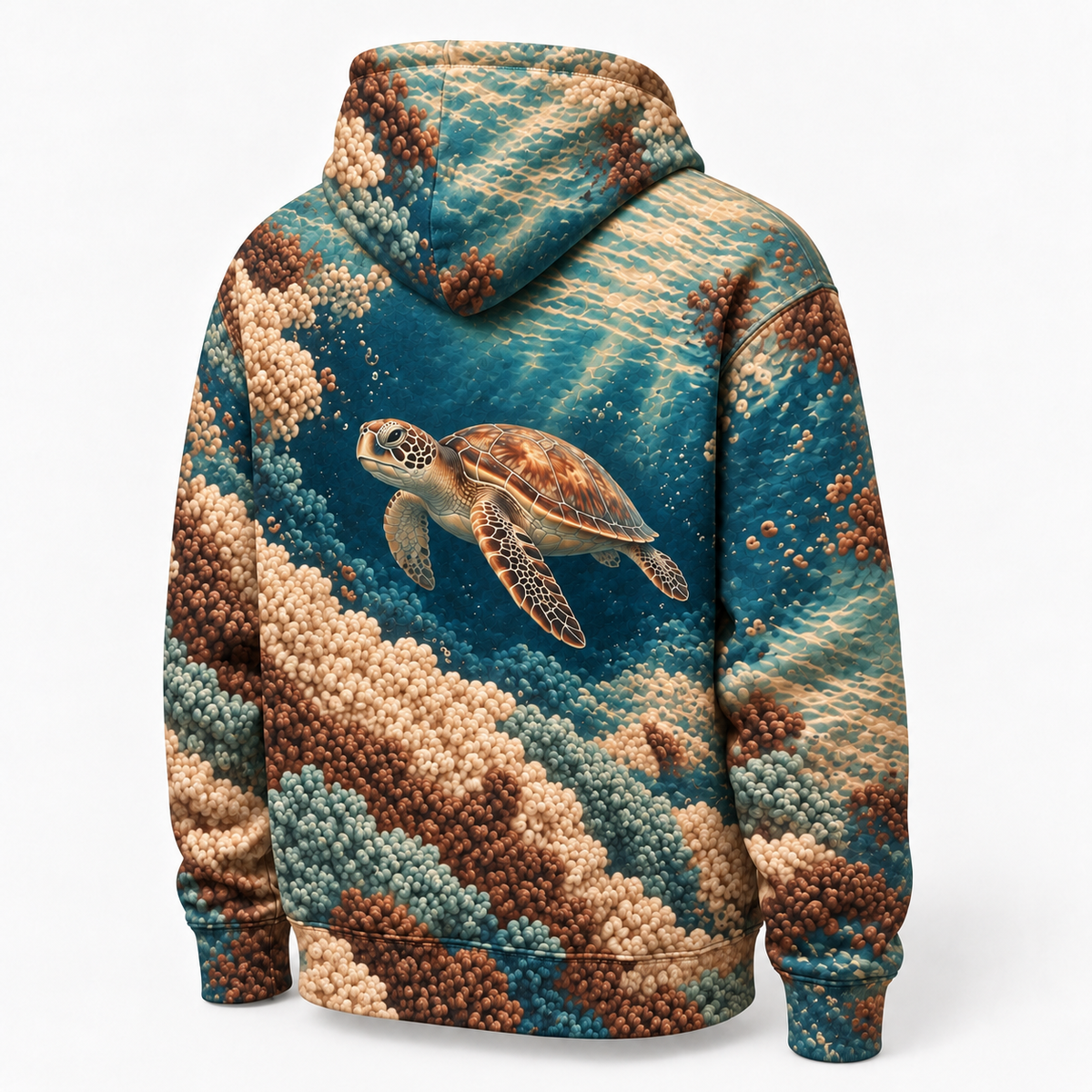 Boucle Bay Sea Turtle Hoodie — Soft Loop Texture Print