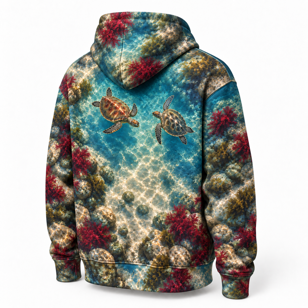 Meeting Point Sea Turtle Hoodie — Converging Swimmers Print