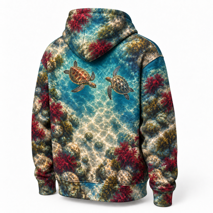 Meeting Point Sea Turtle Hoodie — Converging Swimmers Print