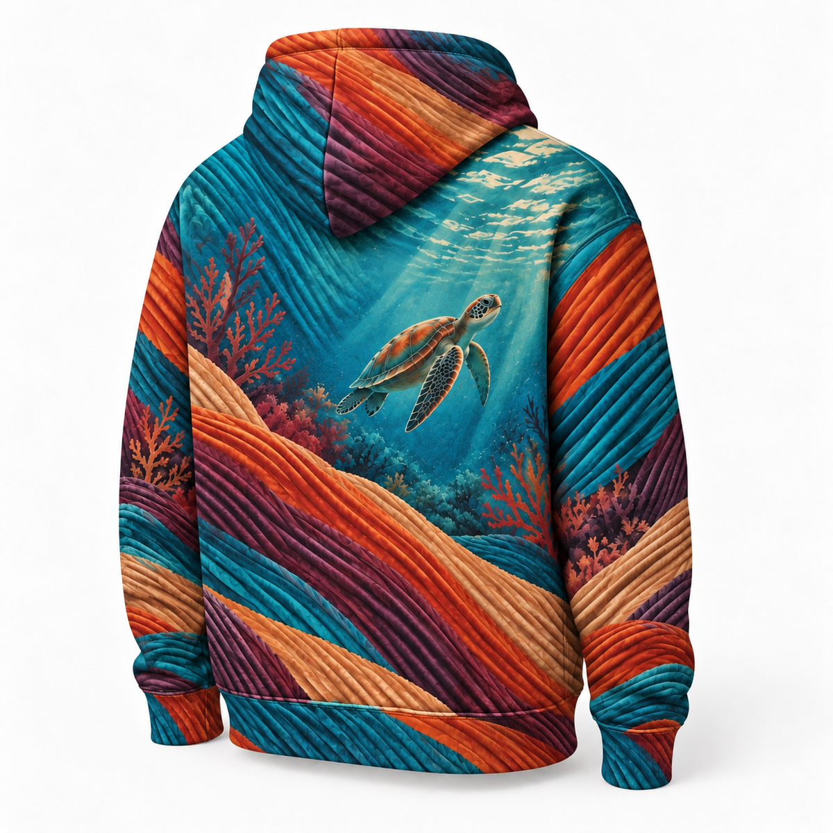 Corduroy Crossing Sea Turtle Hoodie — Ribbed Texture Print