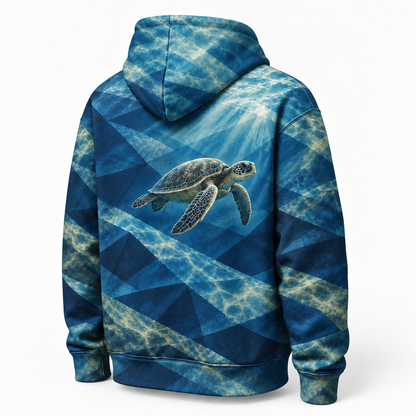 Topo Shadowplay Sea Turtle Hoodie — Folded Water Plane Print