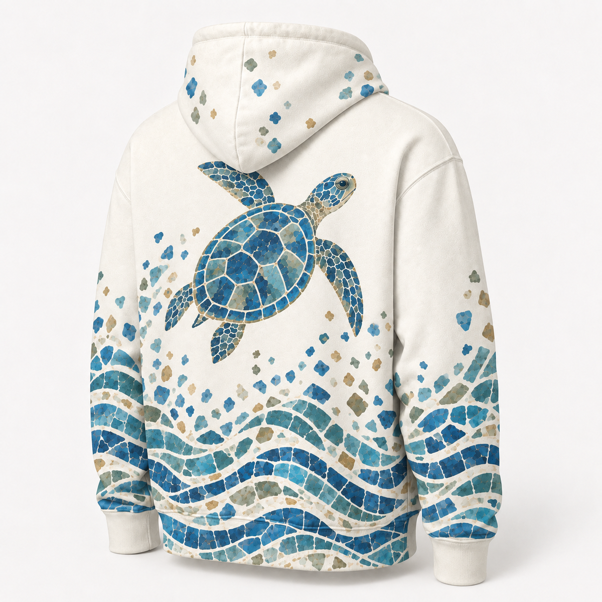 Tidal Mosaic Sea Turtle Hoodie – Sea Glass Mosaic Print